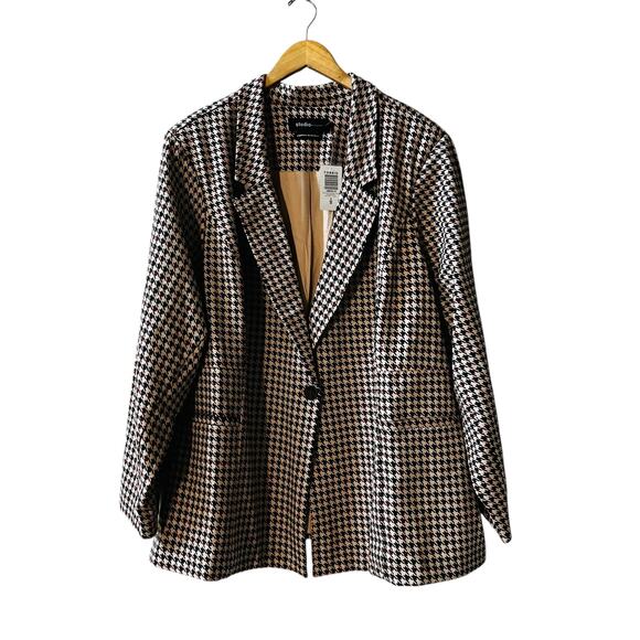 Torrid Luxe Houndstooth Print one Button Closure Blazer Size 6X NWT - Picture 1 of 9